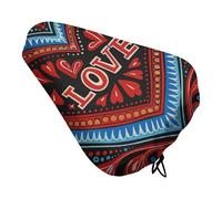 Folk Art Style Waterproof Bike Seat Cushion with Drawstring for Women Men Soft Padded Bicycle Seat Cover for Comfort Wide Road Bike Saddles Universal Fit for Mountain Exercise