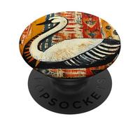 Folk Art Swan Abstract Bird Graphic PopSockets Adhesive PopGrip