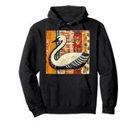 Folk Art Swan Abstract Bird Graphic Pullover Hoodie