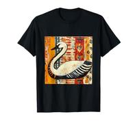 Folk Art Swan Abstract Bird Graphic T-Shirt