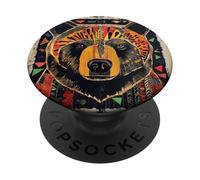 Folk Art Tribal Pattern Bear Portrait PopSockets Adhesive PopGrip