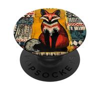 Folk Art Tribal Pattern Fox PopSockets Adhesive PopGrip