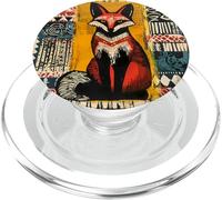 Folk Art Tribal Pattern Fox PopSockets PopGrip for MagSafe