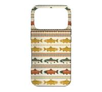 Folk Art Trout Fish Pattern Nordic Stripe Fishing Case for iPhone 17 Pro