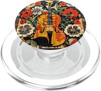 Folk Art Violin And Flowers Graphic PopSockets PopGrip for MagSafe