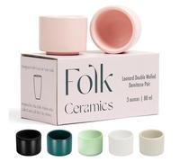 Folk Ceramics Leonard Ceramic Espresso Cups | Modern Stackable Demitasse Mugs for Espresso | Thick Walled, Handleless, Durable, Dishwasher & Microwave Safe | Set of 2, 3oz | Pale Pink