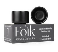 Folk Ceramics Leonard Ceramic Espresso Cups | Modern Stackable Demitasse Mugs for Espresso | Thick Walled, Handleless, Durable, Dishwasher & Microwave Safe | Set of 2, 3oz | Matte Black