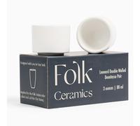 Folk Ceramics Leonard Ceramic Espresso Cups | Modern Stackable Demitasse Mugs for Espresso | Thick Walled, Handleless, Durable, Dishwasher & Microwave Safe | Set of 2, 3oz | Whisper White