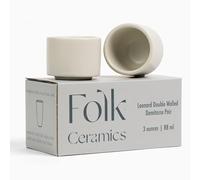 Folk Ceramics Leonard Ceramic Espresso Cups | Set of 2, 3oz, Fog Grey | Modern Stackable Demitasse Mugs for Espresso | Thick Walled, Handleless, Durable, Dishwasher & Microwave Safe