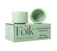 Folk Ceramics Leonard Ceramic Espresso Cups | Set of 2, 3oz, Misty Green | Modern Stackable Demitasse Mugs for Espresso | Thick Walled, Handleless, Durable, Dishwasher & Microwave Safe
