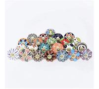 FOLK CRAFT Indian Haat Bazaar Assorted Dresser Knobs - Indian Countryside Colorful Ceramic Drawer Pull Handle Kitchen Cabinet Cupboard Wardrobe Knob Boho Room Interior Decor - Multicolor - Set of 6