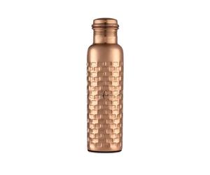 FOLK CRAFT Pure Copper Water Bottle - 32 oz - Indian Handmade Copper Bottle for Drinking Water at Travel, Hiking, Gym, Office, Outdoor - Brick