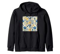 Folk Floral Pattern, Scandinavian Inspired 03 Zip Hoodie