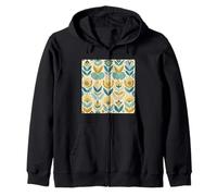 Folk Floral Pattern, Scandinavian Inspired 07 Zip Hoodie