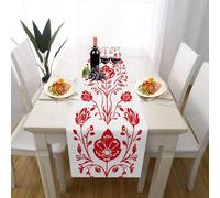 Folk Floral Table Runner Wrinkle Resistant Baroque Flower Tablecloth Wedding Table Decor, Home Decor Traditional Blossom Party Mats for Everyday Dining Room Decorations 30x240 cm