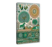 Folk Forest Colorful Nature Scandinavian Illustr 2 Canvas Poster Wall Art Decor Print Picture Paintings for Living Room Bedroom Decoration 08x12inch(20x30cm)