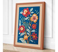 Folk Garden Botanical Canvas Wall Art Print 18x12 Inch