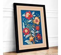 Folk Garden Botanical Framed Wall Art Print A1 (84.1×59.4cm) Black, Wall Decor for Living Room, Bedroom, Office & Home, Ready to Hang, Art Gift