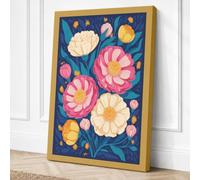 Folk Garden in Bloom Canvas Wall Art Print 18x12 Inch