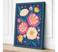Folk Garden in Bloom Canvas Wall Art Print 18x12 Inch