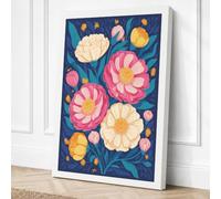 Folk Garden in Bloom Canvas Wall Art Print 30x20 Inch