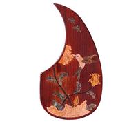 Folk Guitar Solid Wood Guard Board Acoustic Wood Guitar Drop-shaped Carved Inlaid Anti-scratch Board Acoustic Guitar Replacement Parts (Color : 01)