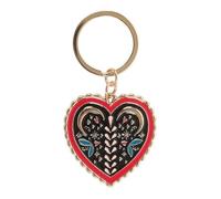 Folk Heart Keyring | Colourful Enamel Keychain with Folk Art Design | Durable Alloy Accessory for Bags or Keys | Lightweight Gift for Her | Cute Stocking Filler Idea