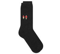 Folk Men's Embroidery Waffle Socks Charcoal