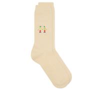 Folk Men's Embroidery Waffle Socks Ecru