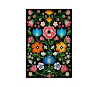 Folk Mountain Flower Floral Art Poster Canvas Poster Wall Art Decor Print Picture Paintings for Living Room Bedroom Decoration 08x12inch(20x30cm)