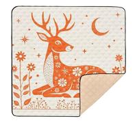 Folk Orange Deer Cute Foldable Baby Gym & Activity Mat for Floor Portable Padded Baby Mat for Baby Toddler Infant, 50'' x 50''
