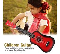 Folk Pop Guitar,Wooden 23in Guitar Musical Educational Instrument Toy for Children Kid Student Beginner Coffee (Red)