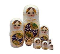 Folk Russian Nesting Dolls Handmade Wooden Figurine with Floral Patterns for Gifting Home and Office Decors