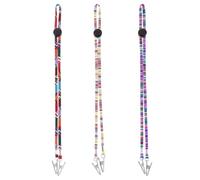 Folk Style Napkin Clip Bib Holder 3Pcs Dental with Adjustable Cords & Alligator Clips Soft Lightweight Dining Portable Colorful Dentist Bib Holder Clips Race Neck Chain for Runners Elderly Youth Adult