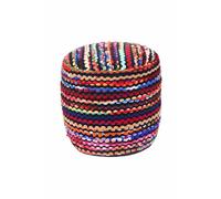 Folk Woven Bean Filled Pouffe Round Homescapes Multi One Size