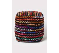 Folk Woven Bean Filled Pouffe Square Homescapes Multi One Size