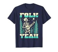 Folk Yeah Skeleton Dead Banjo Man At Night T-Shirt