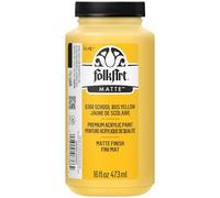 FolkArt 6366 Matte Acrylic Paint in Assorted Colors, 16 oz, School Bus Yellow