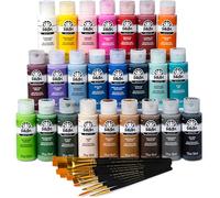 FolkArt, Acrylic Craft Paint Set, Includes 10 Pack of Brushes, 99445, Assorted Colors, 59 ml Bottles