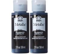 FolkArt Metallic Acrylic Paint in Assorted Colors (2 oz), 6102,2 Ounce Black (Sequin Black) (Pack of 2)