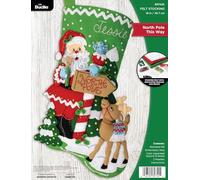 FolkArt, North Pole This Way Bucilla Felt Applique 18" Stocking Making Kit, 89742E
