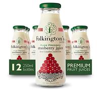 Folkington's Fruit Juice, Cranberry Juice, 12 Glass Bottles, Pure Fruit Juice, Multipack 12 x 250 ml