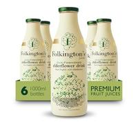 Folkington's Fruit Juice, Elderflower, 6 Glass Bottles, Old Fashioned Elderflower Drink, Bulk Pack 6 x 1 Litre