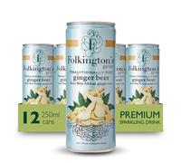 Folkington's Ginger Beer, 12 Cans, Sparkling Soft Drink, Traditionally Hot, Great Gin Mixer, 12 x 250 ml