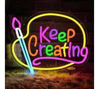 Folkive Keep Creating Neon Sign for Wall Decor Dimmable Paint Palette Led Sign for Studio Draw Neon Light for Drawing Room Art Classroom Paint Party Decorations Gift for Painter