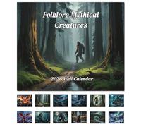 Folklore Mythical Creatures 2026 Wall Calendar, Bigfoot Cryptid Monster Beast Wall Calendar 2026 Includes Mothman, Vampires, Werewolves, etc