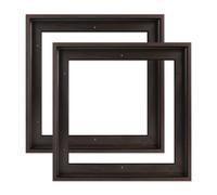 FOLKOR 16x16 Complete Canvas Floater Frame, 2 Pack with 0.9' Deep for Oil Paintings Art Prints Artwork, Floating Frame for Landscape Portrait Room Wall Decor (Black Brown)