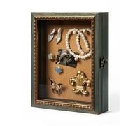 FOLKOR 8x10 Rustic Display Case for Wedding Memories Dried Flowers, with Pins and Tapes, DIY Shadow Box Wall Art for Trinkets, Memorabilia, Memorial Gift for Birthday Mother's Day Housewarming (Green)