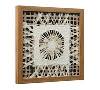 FOLKOR Boho Wall Art Living Room Decor, 12" Abstract Framed Artwork, Handmade Rice Paper Shadow Box Wall Hanging Sculpture for Contemporary Home Office Bedroom Coffee Shop