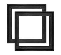 FOLKOR Canvas Floater Frame for 8x8 Prints or Oil Paintings, 2 Pack 0.9 Inch Depth Floating Frame for Stretched Canvas Art, Home Office Gallery Wall Decor, Horizontal or Vertical Display (Black)